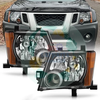 For 2005-2015 Nissan Xterra Black Headlights Headlamps Replacement Left+Right Foto 1 de 4