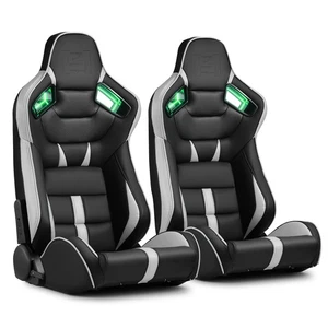 [Noen Racer Series]Reclinable Univeral PVC Racing Seats Pair Black+Gray - Bild 1 von 8