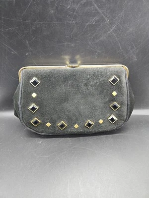 Cartera o bolso de mano convertible de gamuza negra de colección de los años 60 ~ bodas cócteles Foto 1 de 4