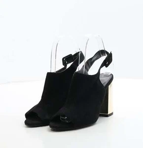 New Look Womens Black Suede Slingback Heel UK 3 EU 36 - Wide Fit - Picture 1 of 12