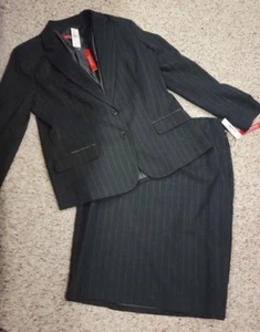 New York & Company Black Pin Striped Blazer Skirt Set, NWT Size 12 - Picture 1 of 10