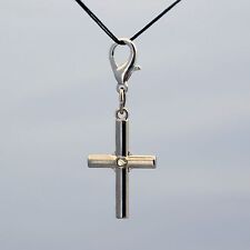 Ciondolo Croce con Strass e Moschettone Cross Charm Snap Hook Pendant Rhinestone