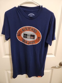 Nintendo NY Shirt Adult Medium Dark Blue Orange New York NES Controller Mens