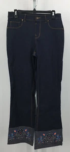 Rara Avis by Iris Appel bestickt Boot Cut Ankle Jeans Hose 14 Neu mit Etikett AD7-10 - Bild 1 von 7