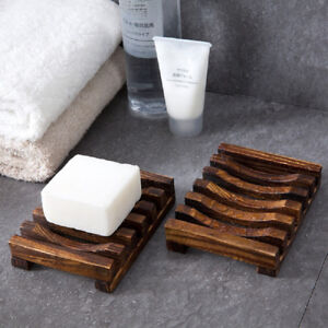 2Pcs Natural Handmade Wooden Soap Dish Soap Holder Soap Case For Bathroom Shower