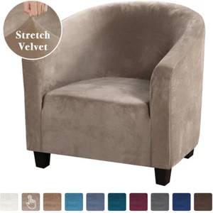 Stretch Sofa Cover Velvet Tub Chair Cover Skid Resistance Furniture Protector - Picture 1 of 18