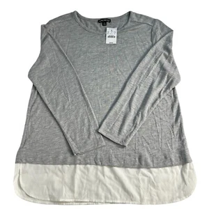 J Crew Womens Gray Round Neck Long Sleeve Layered Effect T Shirt Size 12 - Picture 1 of 13