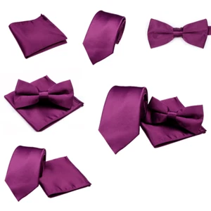 Cravatta a prugna pastello tasca quadrata papillon fazzoletto matrimonio formale ballo gare - Foto 1 di 14