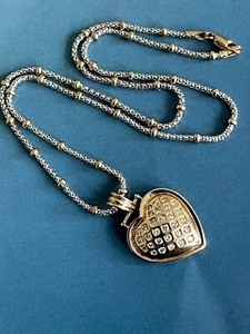 9ct Yellow white Gold Diamond in Heart Necklace 0.50ct beaded Chain 0.5ct - Picture 1 of 11