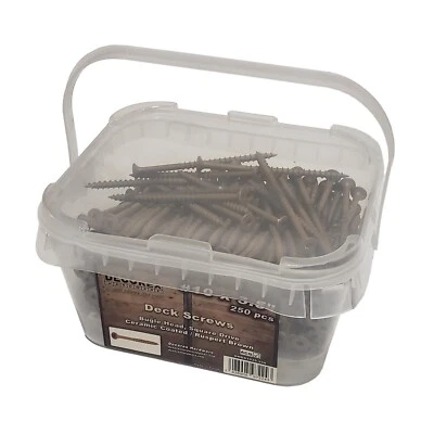 DECOREX HARDWARE #10 x 3 1/2" Deck Screws | Square Drive | Bugle Head | Brown Ruspert | 250pcsBOX