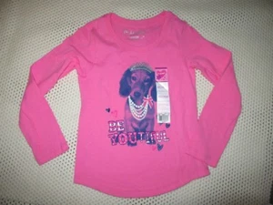 Girls Hanes Long Haired Dachshund BE YOU L/S T Shirt XS 4/5 Pink Sparkle Crown - Picture 1 of 3