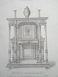 Mueble De Fantasía HENRI II GRAVURE El GARDE-MEUBLE MIDART XIX - Bild 1 von 2