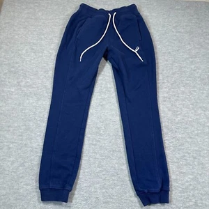 Asics Jogger Men S Blue Cotton Fleece Performance Drawstring sweatpants Pants - Picture 1 of 9