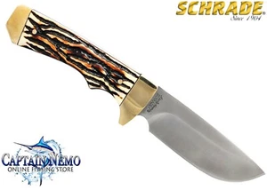 SCHRADE UNCLE HENRY ELK HUNTER SKINNING KNIFE WITH LEATHER SHEATH HUNTING 182UH - Picture 1 of 4