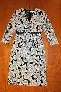 XS NEW YORK COMPANY Stretch Dress Black Blue A-Line Accymetric Contrast Lined - Picture 1 of 4
