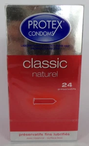 PROTEX CONDOMS-24 PRESERVATIFS CLASSIC NATUREL SURFACE LISSE LATEX -06/2027 - Imagen 1 de 2