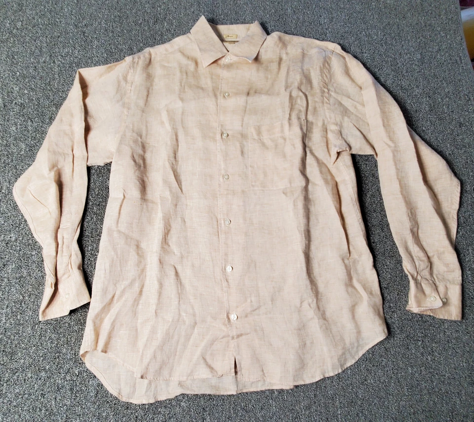 Paul Stuart Shirt Men Made in Italy Beige Linen Sport Shirt Size XL Casual Top - Image 1 of 4
