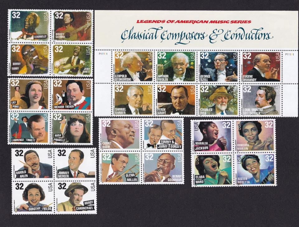 Scott #3099a-3103a-3157a-3165a-3215a-3219a American Music Series Stamps - MNH - Image 1 of 1