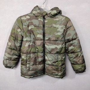 Swiss Tech Boys M 8 Fleece Lined Puffer Zip Hood Jacket Camouflage Green - Picture 1 of 13