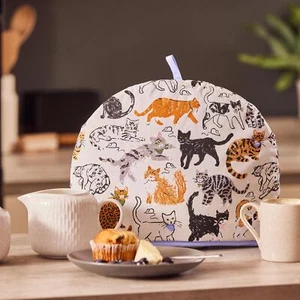 Tea Cosy Ulster Weavers Feline Friends 100% Cotton Grey - Picture 1 of 2
