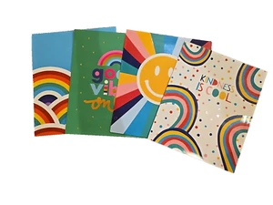 4 Pack School & Office Folders; 2 Pockets, 3 Hole Punched, 4 Designs, 9.75 x 12" - Picture 1 of 7