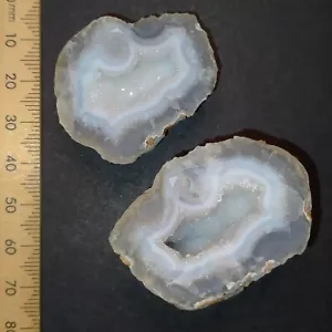 Agate Geode pair natural Chalcedony with Druzy Quartz 330ct Australian Stock - Bild 1 von 6