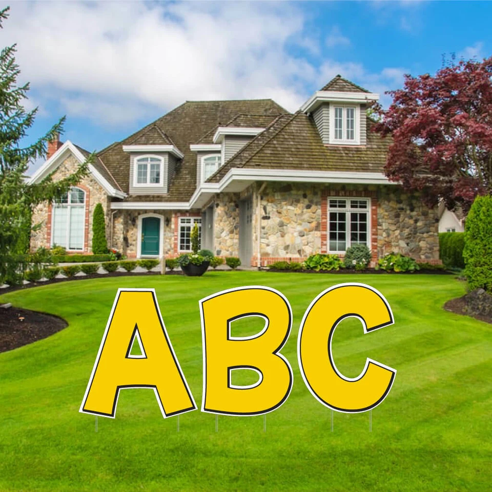 Letras de patio del alfabeto, color liso con contorno 24" KG, 26 piezas, estacas incluidas Foto 1 de 4