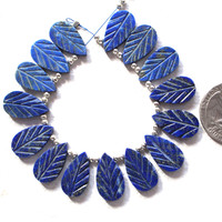 10 piece Carved Lapis Lazuli, drilled gemstone, Lapis Lazuli Beads size 10X18 mm