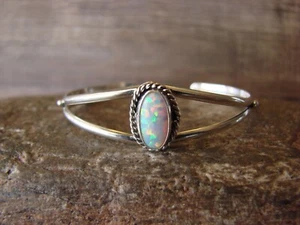 SMALL Baby Navajo Sterling Silver White Opal Bracelet - Mariano - Picture 1 of 7