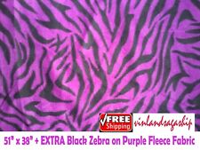 Zebra Black on Purple Out-Of-Print Print Fleece Fabric 4  X 3 FT PLUS FREE SHIP