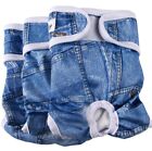 3 Pack Large Dog Diapers for Female Reusable Premium Jean Doggie Nappies Wrap L