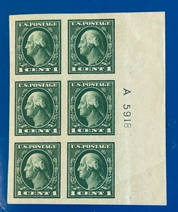 Scott 408 Plate Block of 6 with A to Right Mint-Hinged - Picture 1 of 3