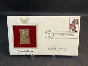 1995 PCS Carousel Horses Armored Jumper 32¢ FDC 22K Gold Stamp - Picture 1 of 2