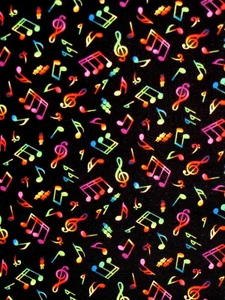 Jazz Music Notes Fabric Multi Color #295 Cotton Elizabeths Studio By Yard - Picture 1 of 2