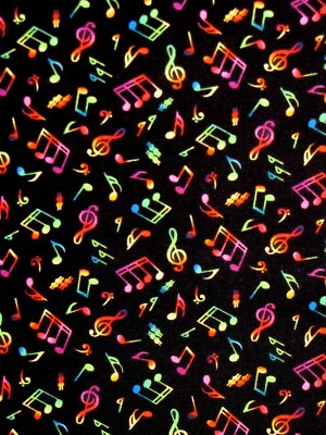 Notas de música jazz tela multicolor #295 algodón Elizabeths estudio por yarda Foto 1 de 2