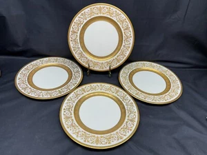 Set of 4 ~ Ovington’s "BELLEEK GOLD LEAF" ~ Dinner Plates ~ 10 1/2" - Picture 1 of 10