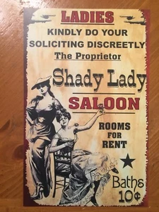 Insegna in latta vintage Shady Lady Saloon - Foto 1 di 1