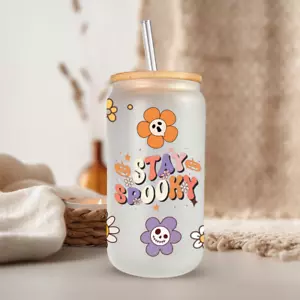 Stay Spookie Halloween 16 Oz Smoothie Drinking Glass Cup - Picture 1 of 2