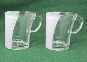 Vintage 2 Senseo Kaffeetassen Tassen Klarglas Matt Flare Expresso Glaswaren 6 Unzen - Bild 1 von 11