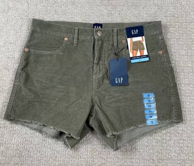 Nuevo con etiquetas Pantalones Cortos Gap Para Mujer Talla 10 4" Entrepierna Verde Pana Dobladillo Crudo Algodón Elástico Foto 1 de 4