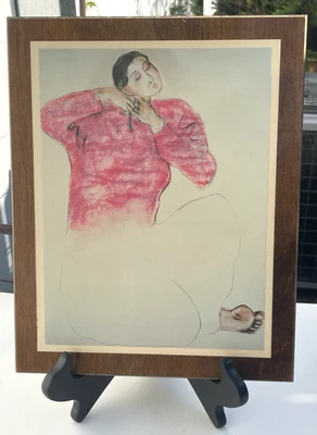 Impresión Artística R C Gorman Madera Laminada "Mujer Fijando Cabello o Mujer en Rosa" Foto 1 de 4