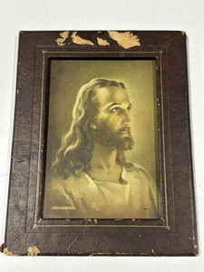 Vintage 1941 Jesus Portrait by Kriebel & Bates | Litho Print 7”x 9” - Picture 1 of 14