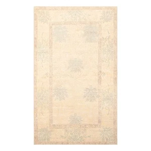 Tibetan 100% Wool Floral 3'11'' x 5'11'' Hand Knotted Oriental Area Rug Beige - Picture 1 of 7