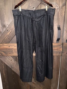 Pantalones de mujer Jill XL negros de lino con cinturón informales de verano náuticos Costa - Imagen 1 de 7