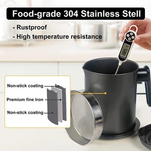 1.7L Bacon Grease Container Cooking Oil Storage Can with Fine Mesh Strainer Lid - Picture 1 of 13