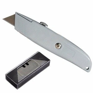 Metall Allzweck einziehbares Cutter Messer Schwerlast Teppichmesser mit 10 Rasierklingen - Bild 1 von 3