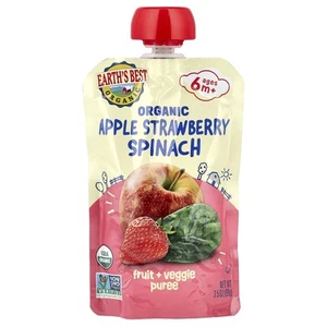Organic Fruit + Veggie Puree, 6+ Months, Apple Strawberry Spinach, 3.5 oz (99 g) - Picture 1 of 2