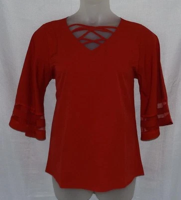 NUEVO NUEVO SIN ETIQUETAS Camisa Roja Talla XXL Informal o de Vestido Cuello Cruzado Poliéster Foto 1 de 4