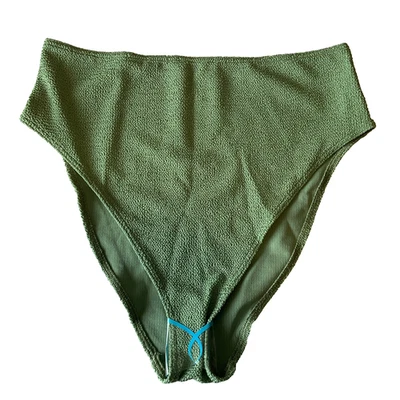 Parte inferior de bikini de cintura alta de diseño Asos para mujer talla XL verde curva arrugada elástica Foto 1 de 4