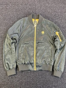 G Star Jacket Womens Small Green Splatter Bomber Long Sleeve lightweight Zip S - Picture 1 of 15
